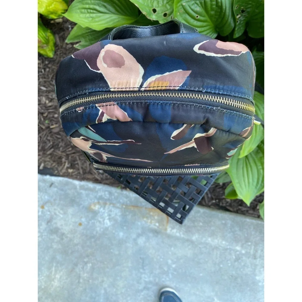 Kate Spade Dawn Paper Rose Backpack Navy Floral Nylon Travel School Bag Stylish